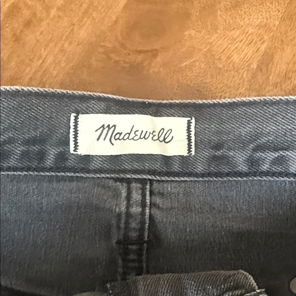 Madewell washed black Denim Mini Skirt with Raw Hem